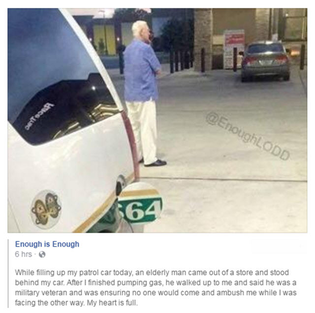 old veteran has cops 6 at gas station